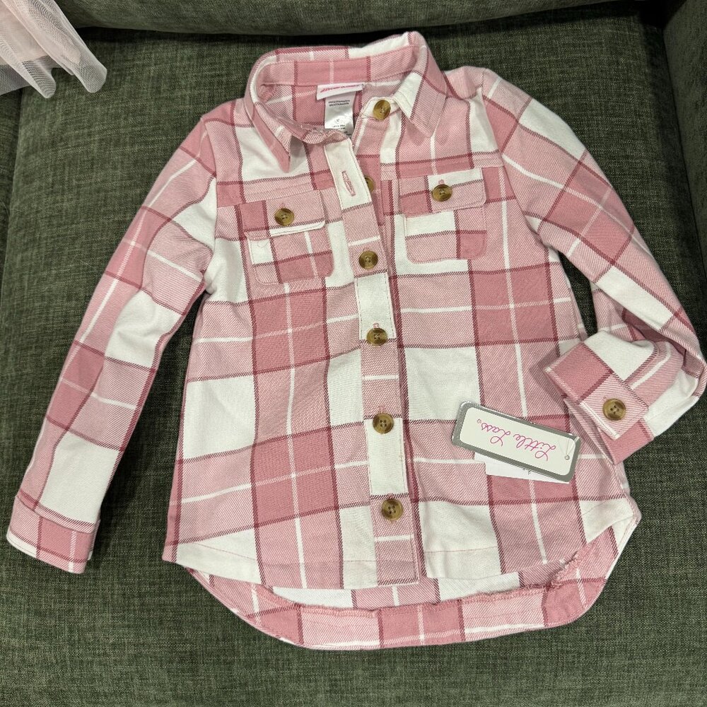 Pink and White "Shacket" 4T, NWT